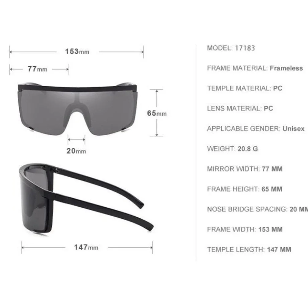 Mens Oversized Shield Sunglasses Yellow Lens Black Frame Flat Top Safety Eyewear